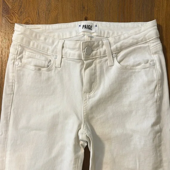 PAIGE White Skyline Ankle Peg Jeans With Distressed Hem Sz 26 - Picture 4 of 8
